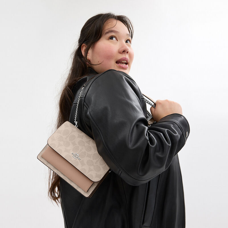 Mini Klare Crossbody Bag In Signature Canvas, SV/SAND/TAUPE, hi-res image number 5