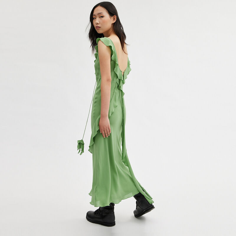 V Neck Bias Dress, Green, hi-res image number 3