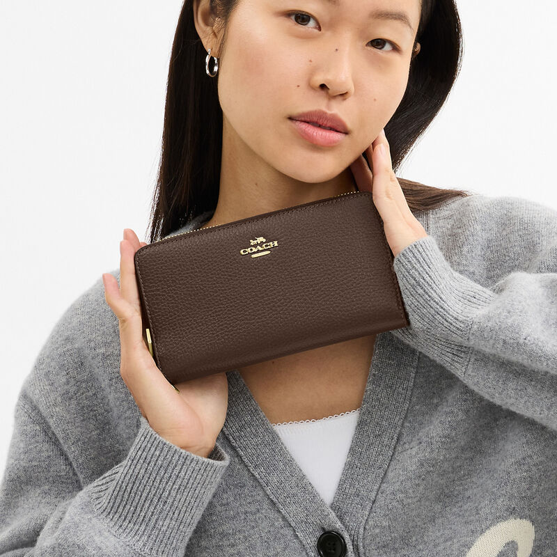 Long Zip Around Wallet With Detachable Card Case, IM/DARK STONE, hi-res image number 6