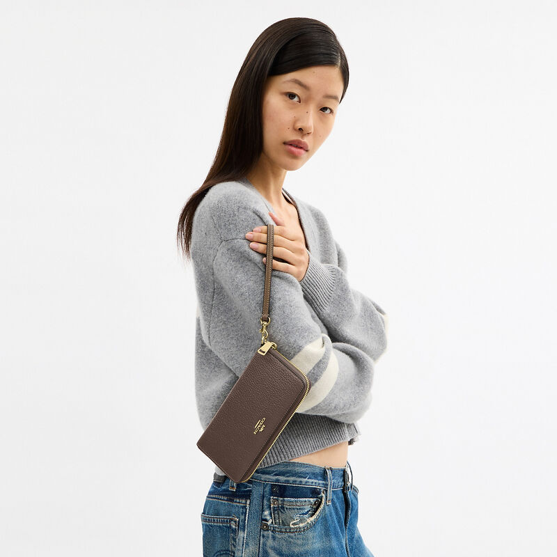 Long Zip Around Wallet With Detachable Card Case, IM/DARK STONE, hi-res image number 5