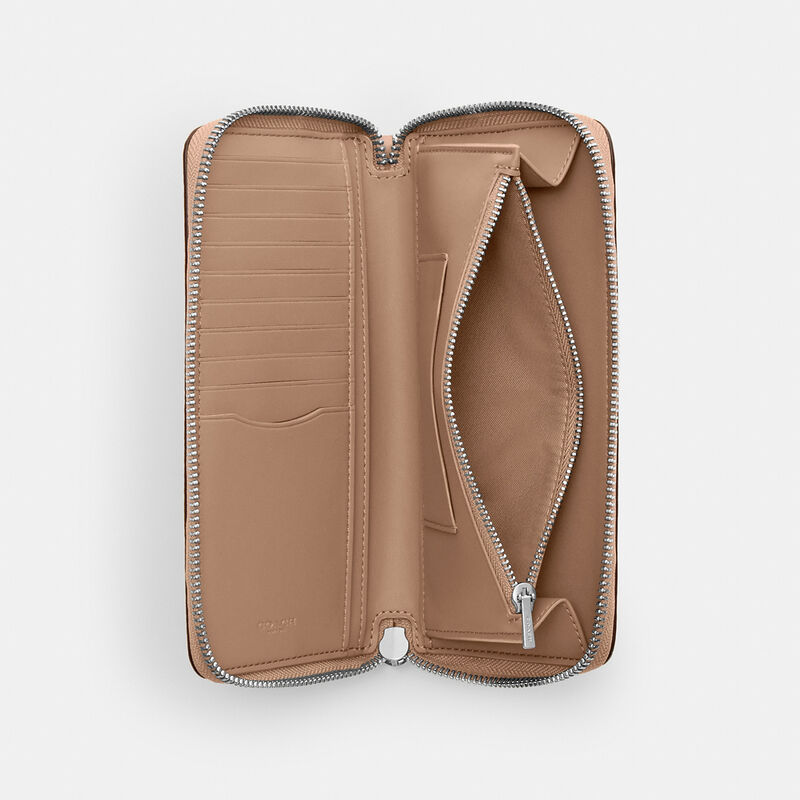 Long Zip Around Wallet With Detachable Card Case In Signature Canvas, SV/SAND/TAUPE, hi-res image number 3