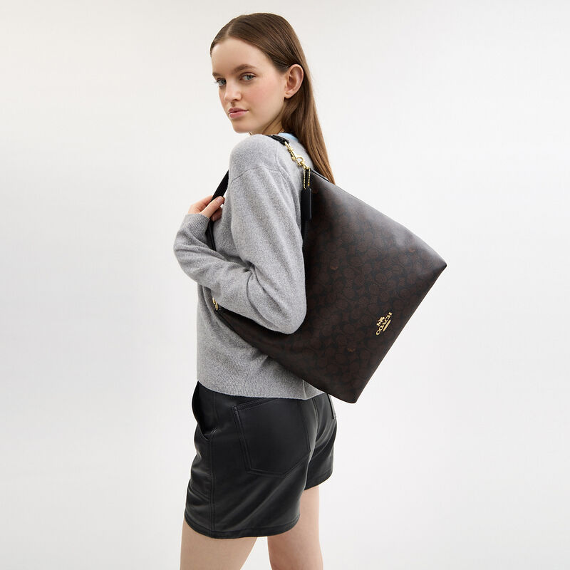 Laurel Large Shoulder Bag In Signature Canvas, IM/WALNUT/BLACK, hi-res image number 5