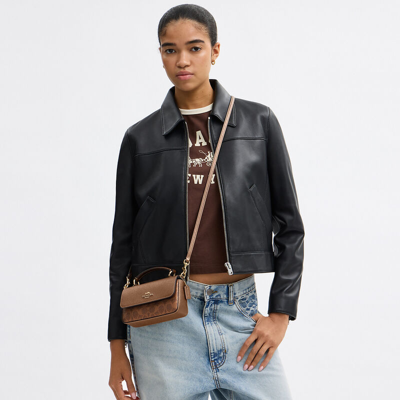 Mini Josie Top Handle Bag In Signature Canvas, IM/BROWN/COPPER, hi-res image number 3