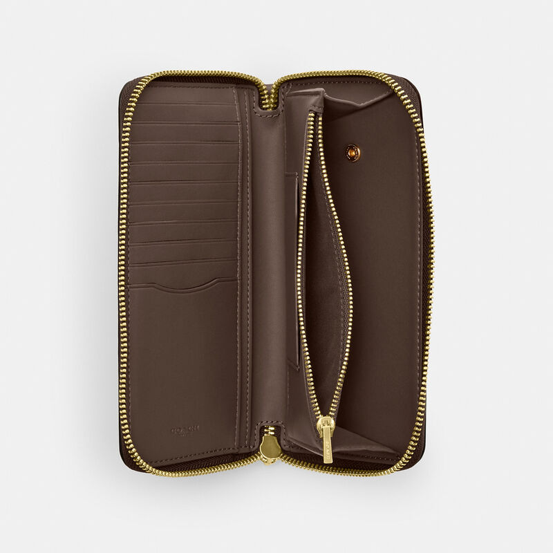Long Zip Around Wallet With Detachable Card Case, IM/DARK STONE, hi-res image number 3