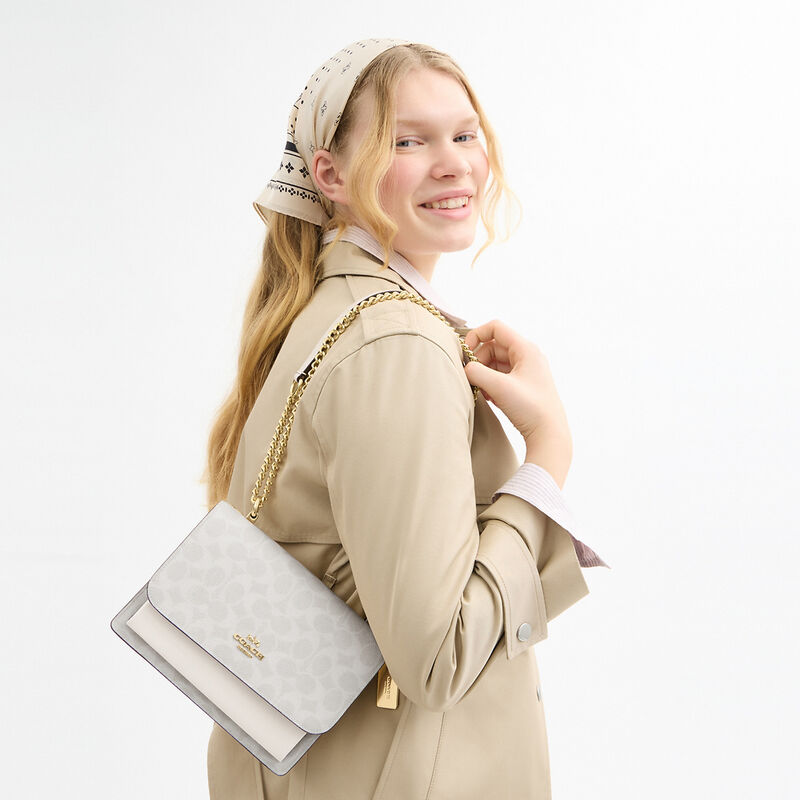 Klare Crossbody Bag In Signature Canvas, IM/WHITE/CHALK, hi-res image number 5